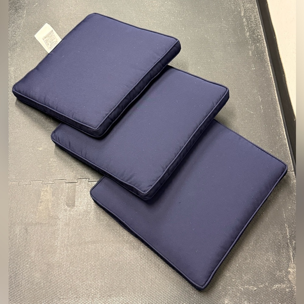 Sunbrella Navy Dining Chair Cushions — set of 3